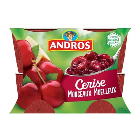 Andros dessert de cerises et pommes avec morceaux 4x100g
