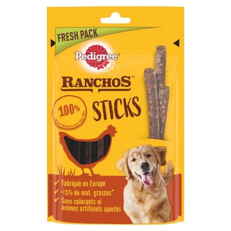 Pedigree ranchos sticks batonnets au foie de poulet récompenses chien 60g