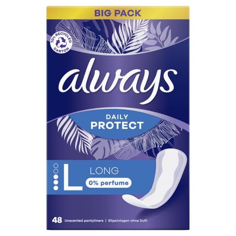 Always daily protect protège slips long 0% de parfum 48 unités