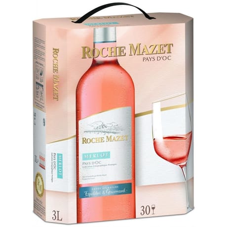 Roche mazet igp pays d'oc merlot rosé bib 3l 12%vol