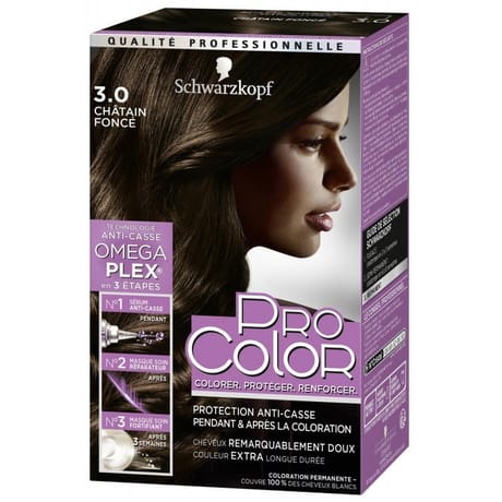 Schwarzkopf pro color coloration permanente 3.0 châtain foncé