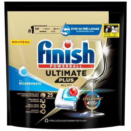 Finish ultimate tablette lave- vaisselle plus bicarbonate x25
