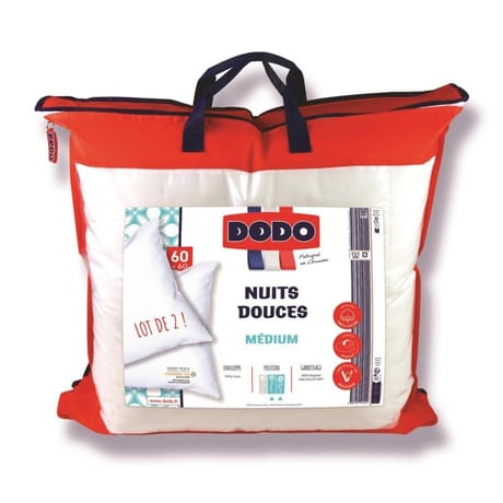 Dodo lot de 2 oreillers 60x60cm medium nuits douces