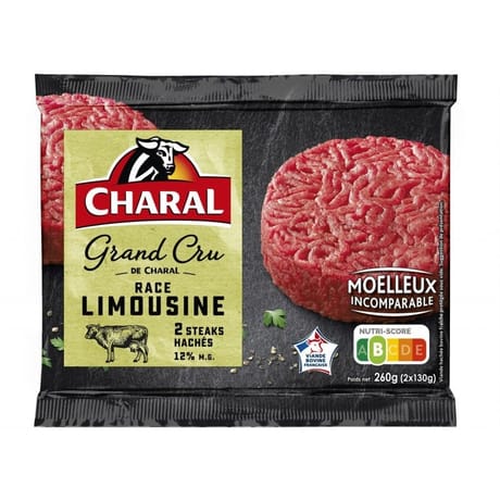 Steaks hachés pur boeuf race limousine 12% 2X130G Charal