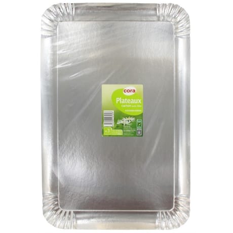Cora plateau argent 28x42cm x3