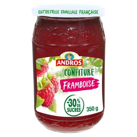 Andros allégée confiture de framboises 350g