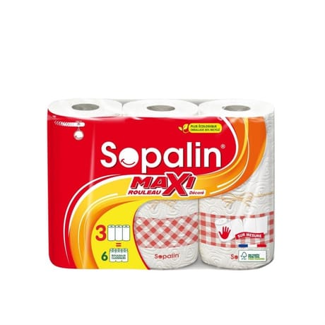 Sopalin essuie-tout sur mesure décoré 3=6 rouleaux