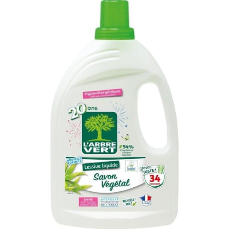 L'arbre vert lessive savon végétal hypoallergénique 34 lavages 1.53l