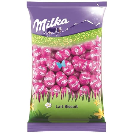 Milka oeufs fourrés lait biscuit x1-500g