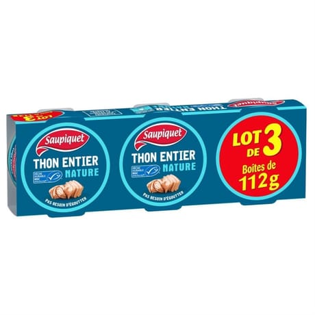 Saupiquet thon entier nature MSC 3x112g