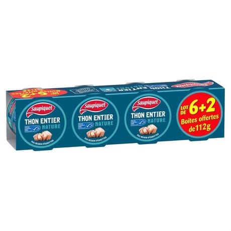 Saupiquet thon entier nature msc 1/5 x 6+2 896g