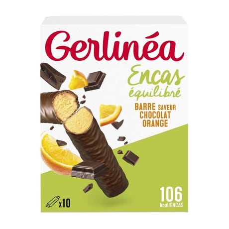 Gerlinéa encas équilibré barre saveur chocolat orange x10 310g