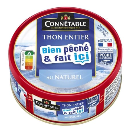 Connetable thon albacore entier au naturel 100% filets 1/5 112g