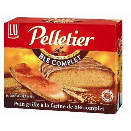Lu pelletier pain grillé 24 tranches au blé complet 500g