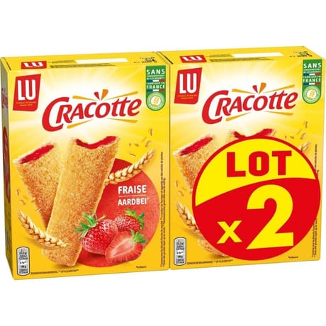 Lu cracotte fourrée fraise x2 400g