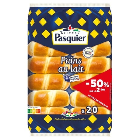 Brioche pasquier pains au lait  lot de 2x10 - le 2ème -50% 700g