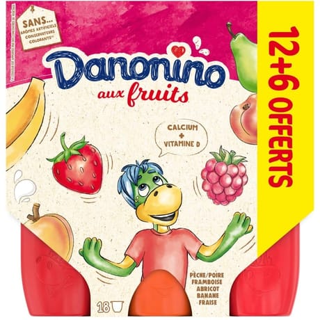 Danonino aux fruits panaché 12x50g +6 offerts