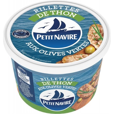 Petit navire rillette de thon aux olives vertes démarche responsable petit navire 220g