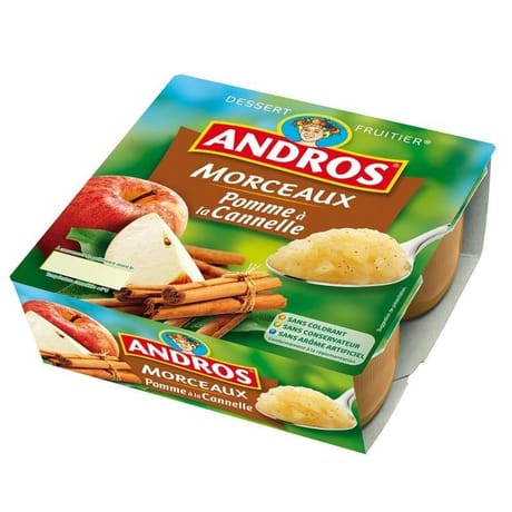 Andros spécialité de pommes avec des morceaux à la cannelle 4x100g