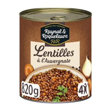 Raynal et roquelaure lentilles cuisinées à l'auvergnate - la boite de 820g