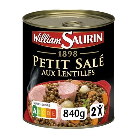 William saurin 1898 petit salé aux lentilles - plat cuisiné 840g