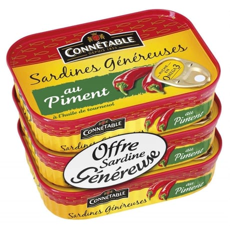 Connetable sardines généreuses au piment 140g x 3
