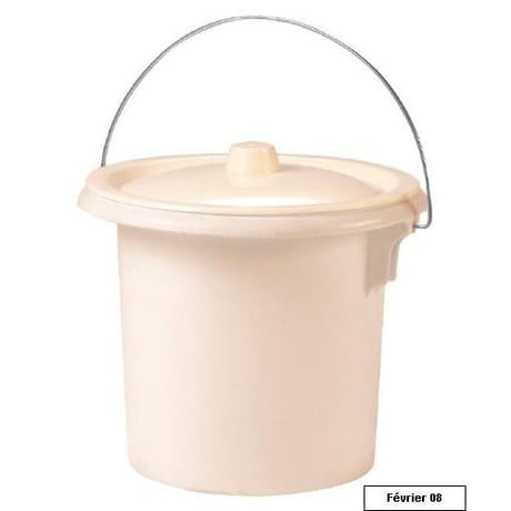 Seau hygiénique adulte crème avec anse en métal