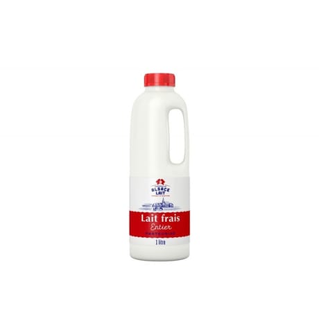 Alsace Lait lait frais pasteurisé origine Alsace entier bouteille 1l