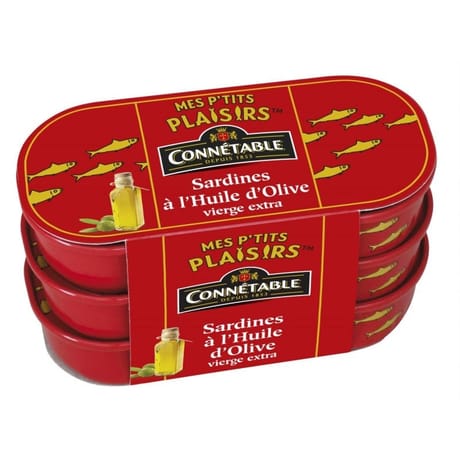 Connetable les petites sardines à l'huile d'olive extra vierge 55gx3