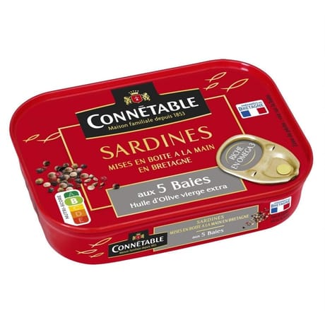 Connétable 1/5 sardines à l'huile d'olive aux 5 baies 135g