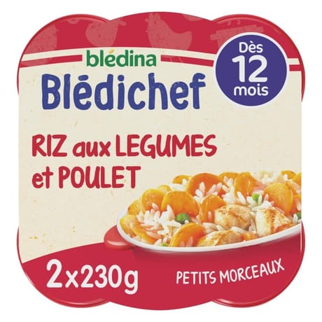 Blédina blédichef riz aux légumes et poulet dès 12 mois 2x230g