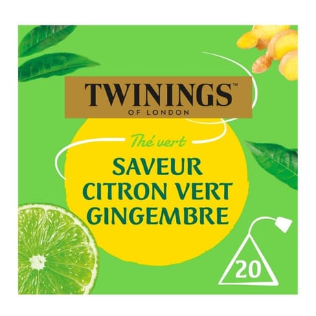 Twinings thé vert saveur citron vert gingembre x20 32g