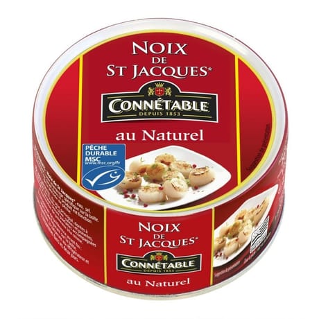 Connetable 1/4 noix de st jacques msc au naturel 111g