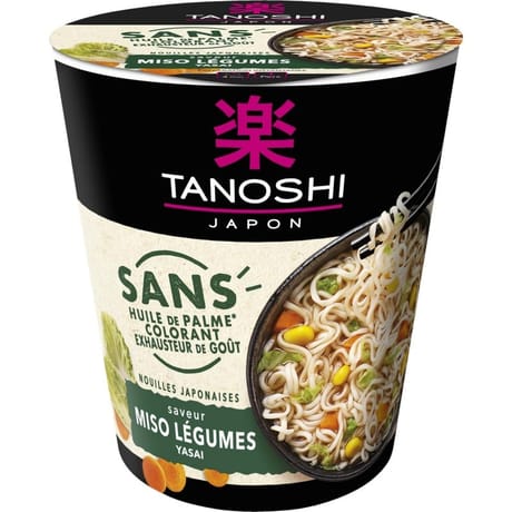 Tanoshi tano cup nouilles sans color légumes 68g