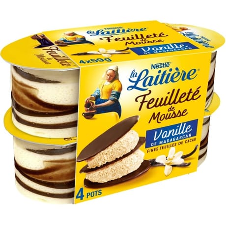 La Laitière feuilleté de mousse vanille 4x57g