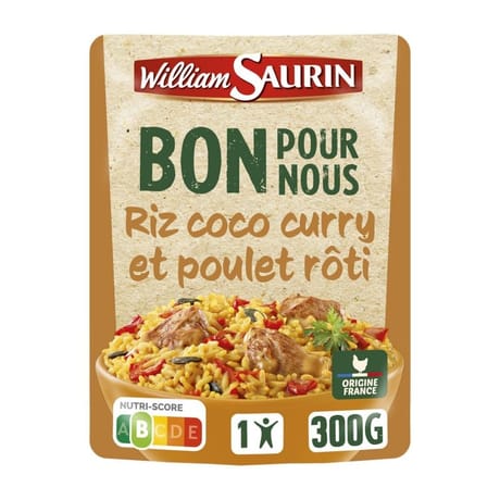 William saurin - doypack bons pour nous riz et poulet roti, sauce coco