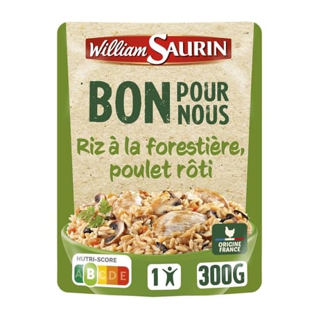 William saurin - doypack bons pour nous riz à la forestiere poulet roti 300g