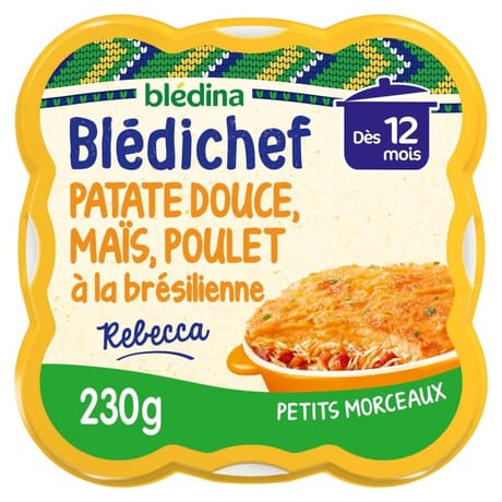 Blédina blédichef purée de patate douce & maïs poulet à la brésilienne 230g