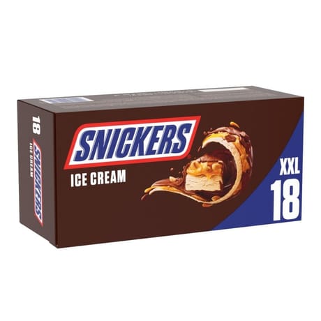 Snickers 18 barres glacées caramel format xxl 905.4ml 821g