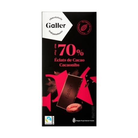Galler chocolat noir 70% éclats de cacao 80g
