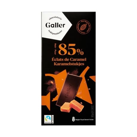 Galler tablette noir 85% éclats de caramel 80g