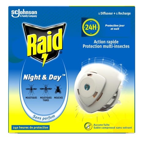 Raid diffuseur night & day protection multi insectes 600ml