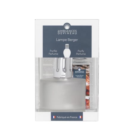Lampe berger ovalie blanche givrée et recharge 180ml ambre d'orient