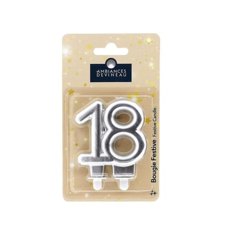 Ambiance devineau bougie chiffre dorure or ou argent 18 ans