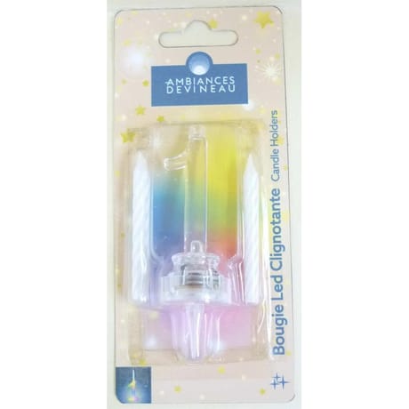 Chiffre plastique avec led N°1 et 4 bougies blanches