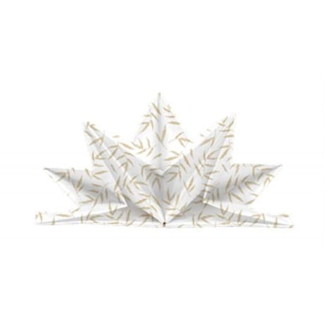 12 serviettes 40x60cm preplie leaf event or fond blanc