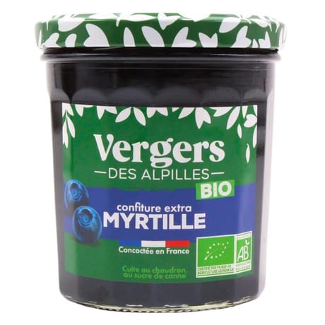 Verger des Alpilles confiture extra  bio myrtille 370g