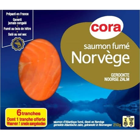 Cora saumon fumé Norvège 6 tranches dont 1 offerte 210g