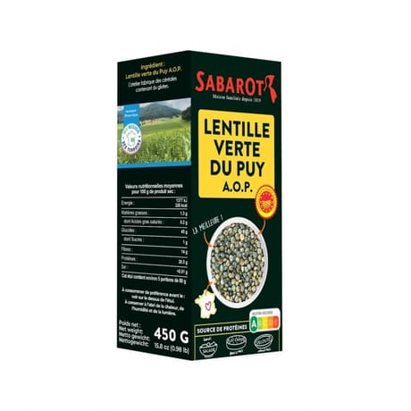 Sabarot lentilles vertes du puy AOC étui 450g