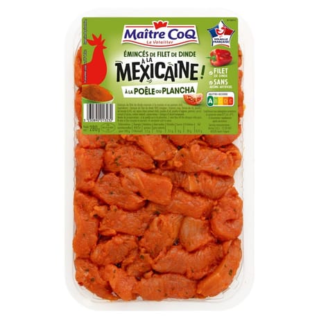 Maitre coq émincé de dinde mexicain barquette 280g